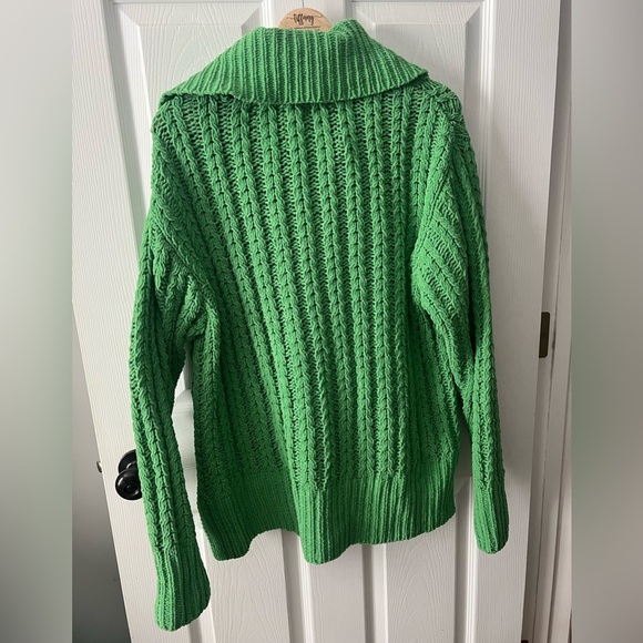 Aerie Green Cable Car Quarter Zip Sweater Women’s Medium - Picture 4 of 5